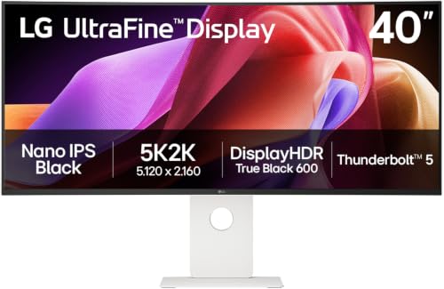 LG UltraWide 40U990A-W.AEU (40 Zoll) 21:9 Curved 5K2K Nano IPS Black Monitor, 120Hz, AMD FreeSync™ Premium, DisplayHDR™ 600, 2X Thunderbolt 5 (96W), 2X HDMI 2.1, Weiß