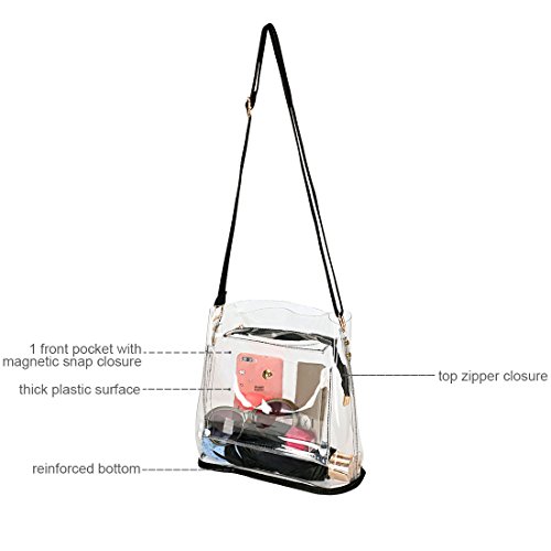 Women Clear Crossbody Purse Bag - NFL,NCAA & PGA Stadium Approved Shoulder Handbag - Transparent See Through Plastic PVC Purse 12"x12"x6" - Thumbnail 3