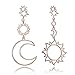 MINGHUA Women Fashion Boho Asymmetrical Hollow Star Sun Moon Drop Dangle Earring Jewelry