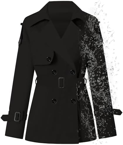 Amazon.com: Women's Short Trench Coat – Drawstring Casual Jacket