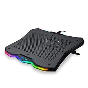 KLIM Rainbow + Laptop Cooling Stand with RGB backlighting + 11" - 19" + Gaming Laptop Cooling Pad For Desk + USB Powered Fan with metal grid + Stable And Silent + Compatible Mac And PS4 + NEW 2022