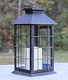 Seraphic Country Style Rustic Metal Lantern with Flickering Flameless LED Candle