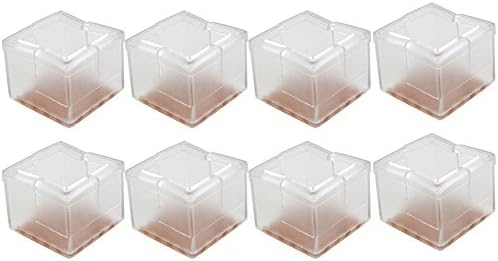 Life Supplies 8 Pcs 3-3.5cm Transparent Silicon Gel Chair Leg Caps Furniture Feet Pads Wood Floor Protectors Set Table Covers -Square Gifts for Home