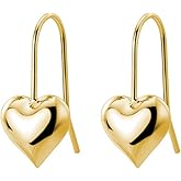 SLUYNZ Solid 925 Sterling Silver Heart Drop Earrings for Women Teens Love Heart Dangle Earrings Hook