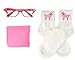 Hip Hop 50's Shop 50s Costume 3 pc Accessory Set Chiffon Scarf, Cat Eye Glasses and Bobby Socks for Women (Hot Pink)