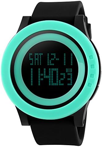 Heroway Minimalist Fashion Digital LED Waterproof Sport Couple Watch with Simple Design Big Dial for Outdoor Casual Military(Blueblackband)