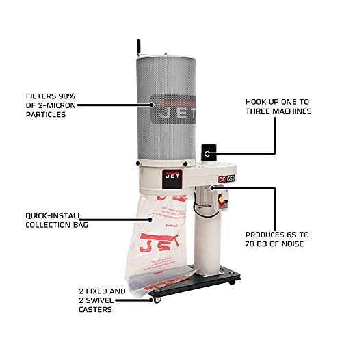 JET DC650CK Dust Collector, 2Micron Canister Filter, 650 CFM, 1 HP