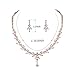WeimanJewelry Silver/Gold Plated Women Cubic Zirconia Round CZ Marquise Teardrop Bridal Necklace and Drop Earring set for Bride Wedding (Rose Gold)