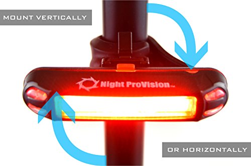 NP NIGHT PROVISION LINE-120R USB Rear Bike Light Rechargeable - 120 Lumen COB LED Bicycle Back Tail Light - for Road Bike Mountain Bike BMX (2 Pack)
