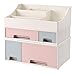 SONGMICS Large Makeup Organizer, Bathroom Cosmetics Storage, Stackable, 3 Pieces Set with 4 Drawers for Vanity Table Countertop Office Desk, Pens Jewelry Display DIY 12.6