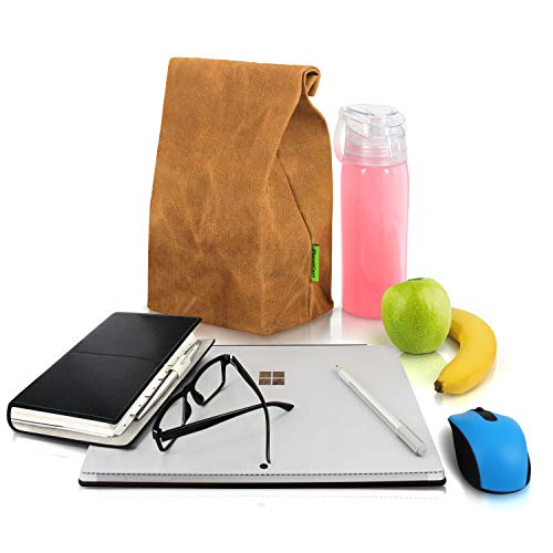 PlanetCare PREMIUM Waxed Canvas Lunch Bag: ECO-FRIENDLY lunch bag for kids, men and women: DURABLE, 16 oz canvas, 100% BIODEGRADABLE, plastic free, sustainable REUSABLE food storage: CLASSIC design - Thumbnail 2