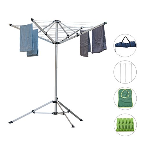 Foldable Drying Racks Umbrella Clothes Dryer For Laundry 4 Arm 28 Lines