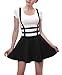 Urban CoCo Womens Elastic Waist Pleated Short Braces Skirt (Small, Black)