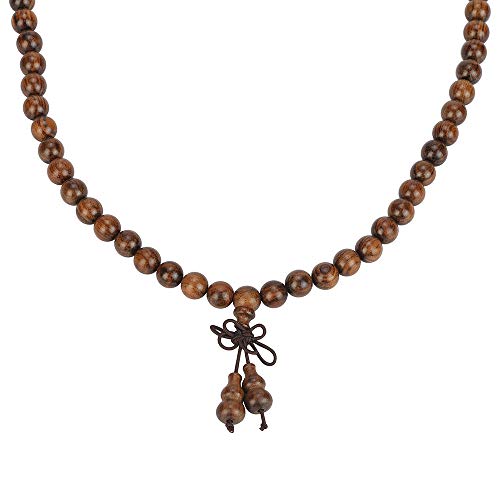 anzhongli mala Beads Bracelet 108 8mm Beaded Necklace Sandalwood Elastic (Gourd - Rosewood) - Thumbnail 4