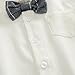 Toddler Infant Boy Grid Rompers Suit Set Long Sleeve Formal Wear with Bowtie Suspender Wedding Clothes White/Grey for 9-12 Months
