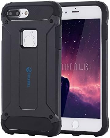 iPhone 7 Plus Case FULLBELL Shockproof Scratch-Resistant Resist Cracking Armor Protective Cover Easy Grip Design Hard PC Soft Silicone Back Case Skin for Apple iPhone 7 Plus 5.5" Inch ( Black)