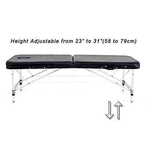 Angel USA Ultra Light Weight Sturdy Aluminum Frame 84"L Portable Massage Table Facial SPA Bed Tattoo w/Free Carry Case, Face Cradle, Arm Rests (Black) - Thumbnail 2