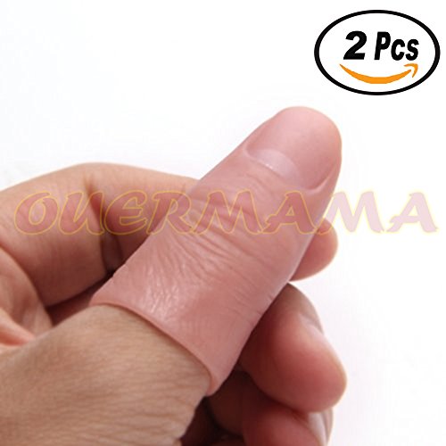 OUERMAMA 2 Pcs Fake Soft Thumb Tip Finger Fake Magic Trick Close Up Vanish Appearing Finger Tricks Props Toys Funny Prank Party Favor