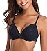 Deyllo Women’s Push Up Lace Bra Comfort Padded Underwire Bra Lift Up Add One Cup(Navy-Blue,34B)