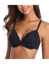 Deyllo Sujetador de encaje, cómodo, acolchado, con aros inferiores, para dama