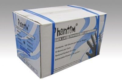 Phantom Black Latex Gloves- Examination Grade (Case of 10 Boxes- Extra Large)