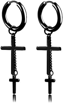 Punk Hoop Earrings Stainless Steel Dangle Chain Huggie Earring Hinged Unisex Piercing Jewelry