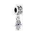 LovelyJewelry Lucky Charm Heart Love Dangle Hamsa Hand Blue Evil Eye Spacer Charms Beads For Bracelet (Sep Birthstone)