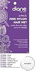 Diane Fine Nylon Hair Nets - Light Brown (3 Pack)