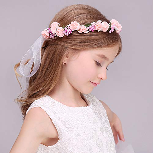 Flower Headband and Floral Wrist Band, Nature Berries Flower Crown Wedding Headband Hair Wreath Wrist Band Set for Girls and Women - Thumbnail 2