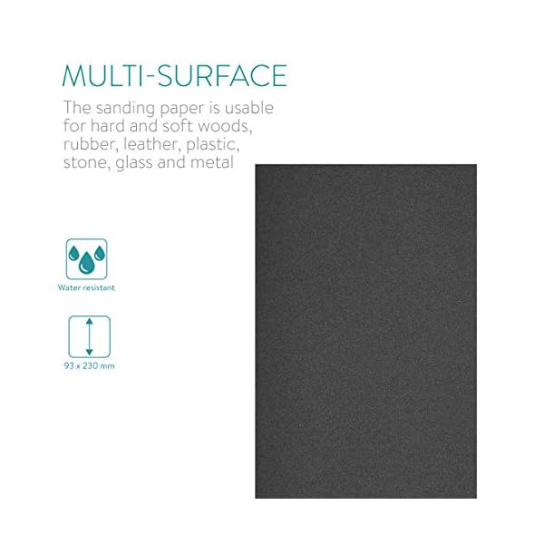 Navaris 84x Hand Schleifpapier Set nass und trocken - 120-3000 KÃ¶rnung - 93x230mm - wasserfest - Nassschleifpapier Schleifpapier Holz Metall Keramik Stein - Sand Paper – Bild 5