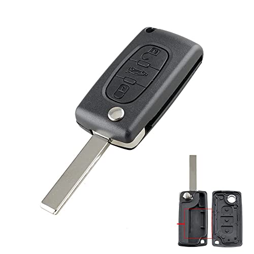 topone1 Remote Car key flip For peugeot 207 307 308 407 607 807 2/3/4 Buttons HU83/VA2 For Citroen C2 C3 C4 C5 C6 Car Key Shell (3 Button, Hu83 523)