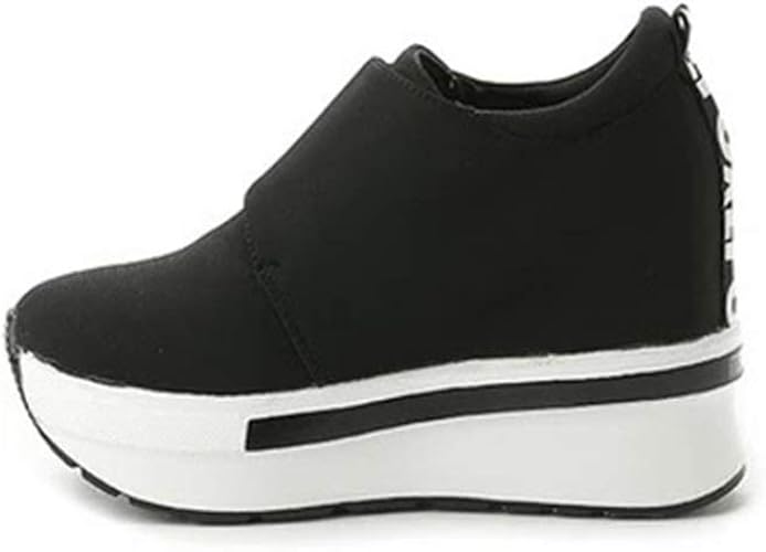 Amazon Adsns インヒール スリッポン インヒールスリッポン レディース ウェッジソール スニーカー ヒール ブラック 厚底 軽量 履きやすい 靴 カジュアル 黒 厚底スニーカー 女性 25cm ワイズ 3e インヒールスニーカー マジックテープ ローファー スリッポン