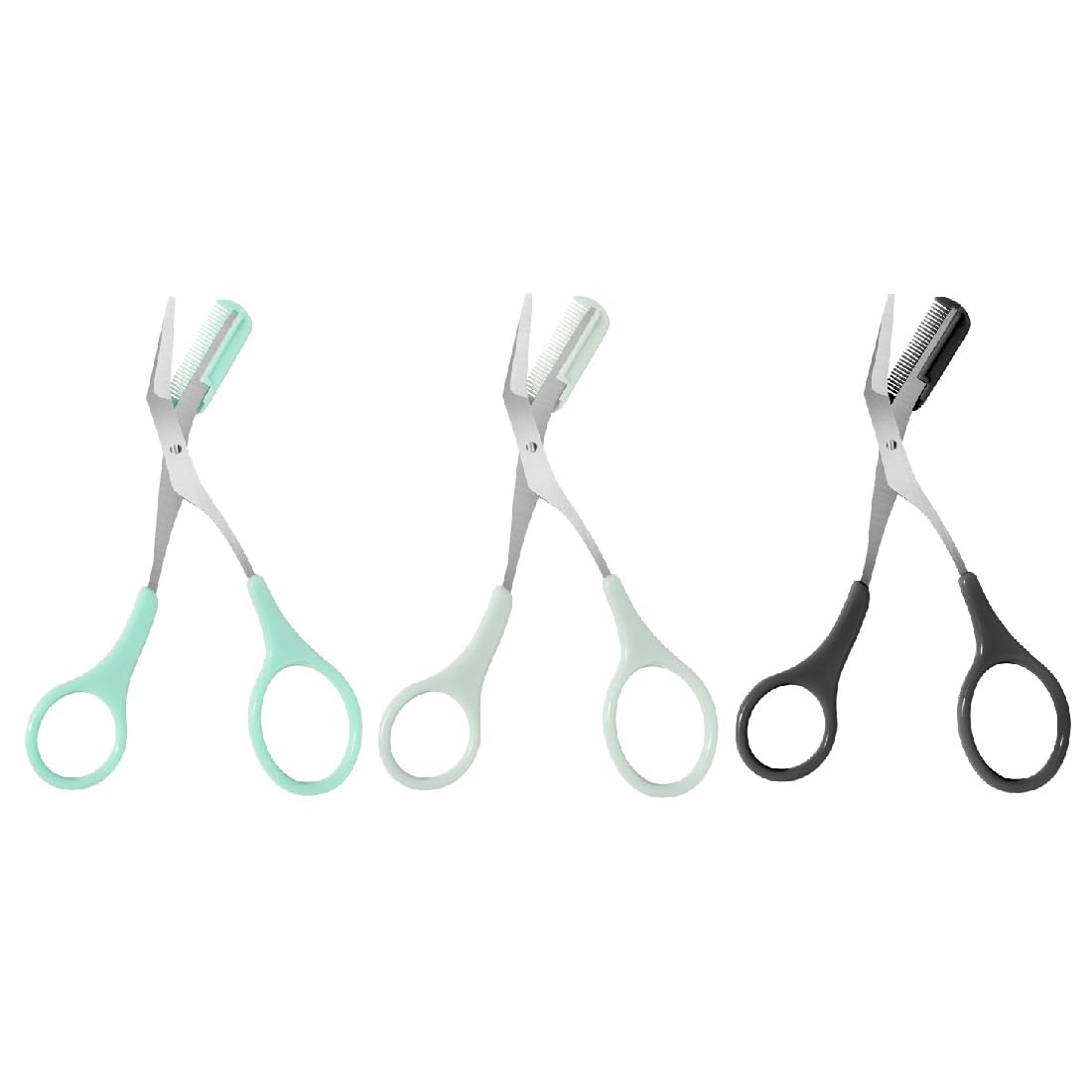 Tadipri 3 Pieces Eyebrow Shaping Cutting Scissors Eyebrow Trimmer Scissors with Comb Eyebrow Comb Non-Slip Finger Grips Hair Removal Beauty Accessories for Women