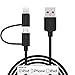 Apple MFi Certified Lightning Cable - Skiva USBLink Duo 2-in-1 Sync and Charge Cable (3.2 ft / 1m) with Lightning & microUSB for iPhone X 8 8Plus 7 7+, iPad Air, Samsung Galaxy S7(Black) [Model:CB106]