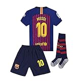 BBGXJHAAX 18/19 Home Barcelona #10 Messi Soccer Jersey Kids and Youth Color Red/Blue
