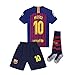 BBGXJHAAX 18/19 Home Barcelona #10 Messi Soccer Jersey Kids and Youth Color Red/Blue
