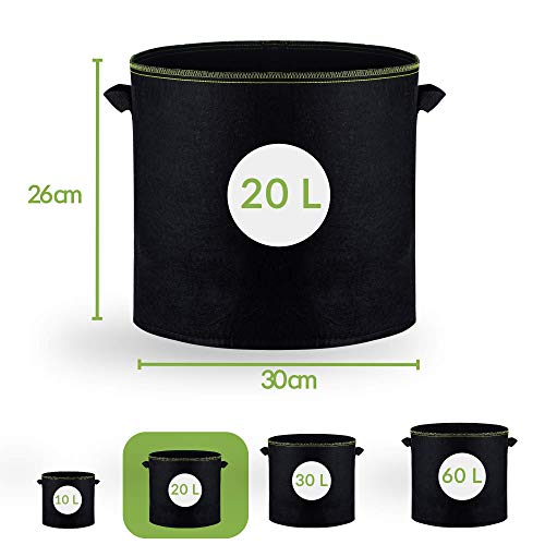 Praknu 5X Pflanzsack 20L aus Vliesstoff mit Pflanzenstecker zum Beschriften - Mit Griff - Für Kräuter – Bild 8