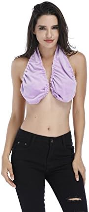 POXY Women Towel Underwear,Soft Towel,Soft Sport Towel Boob Sweat Towel Bra (S, Purple)