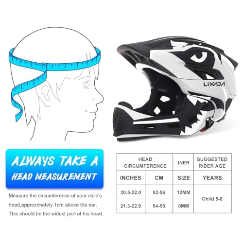 Lixada Full Face Helmet Children Detachable Sports Safety Helmet Bicycle Helmet Children Sports Helmet for Children Safety Helmet for Cycling Skating