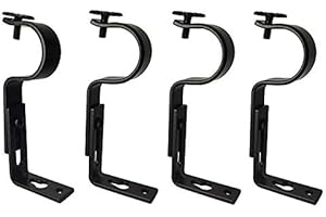 TEJATAN - Curtain Rod Brackets (Black, 1 Inch - Set of 4 (2 Pairs))