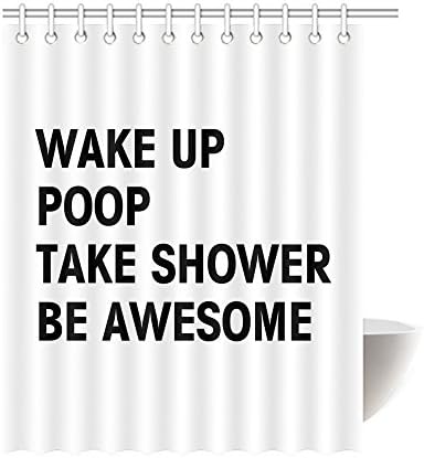 Artsbaba Shower Curtain Decorative Bathroom Curtains Polyester Waterproof Shower Curtain 60"(W) x 72"(H) - Wake Up Poop Take Shower Be Awesome