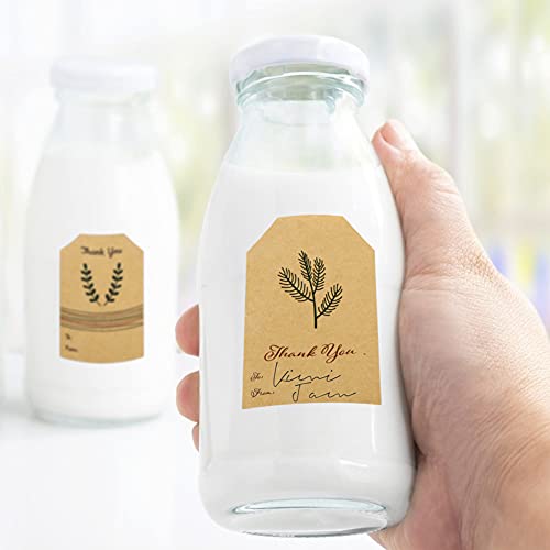 SallyFashion Kraft Sticker Paper Label, 240 PCS Vintage Gift Tags, Thank You Stickers Roll for Holiday Glass Bottle Present Supplies