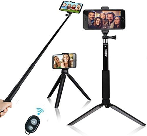selfie stick Extendable monopod tripod with Bluetooth wireless remote for Android phones &iPhone 8/iPhone 8 Plus/X/iPhone 7/iPhone 7 Plus/Galaxy Note 8/S8 /S8 digital cameras GoPro