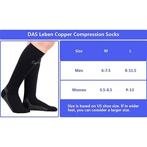 DAS Leben Compression Socks Copper Wear Knee High Socks (S/M)