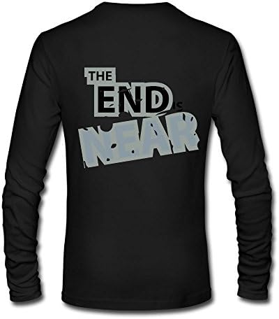 Uanwuquha The End Is Near World Custom Men's Blank Long Sleeve T-Shirt Size XL Color Black