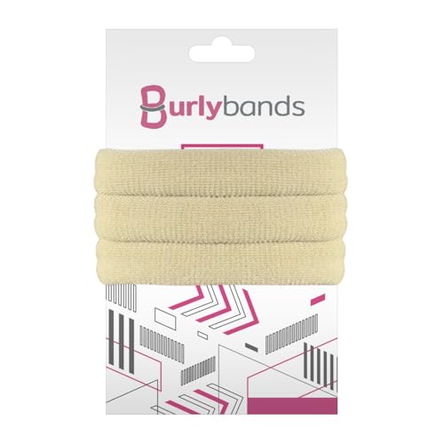 Burlybands Large Hair band, scrunchies for Thick Heavy or Curly Hair. No Slip No Damage Seamless Ponytail Holders Scrunchies Sports Thick Hair Ties - Hair Bands - Curly Hair Accessories (Blonde 3 Pcs)