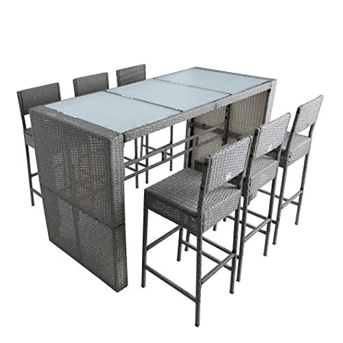 IHD Polyrattan Gartenbar Set Rattan Barset Bar Tisch Hocker Barhocker Sitzgruppe Bartisch Gartentisch Gartenstühle… – Bild 3