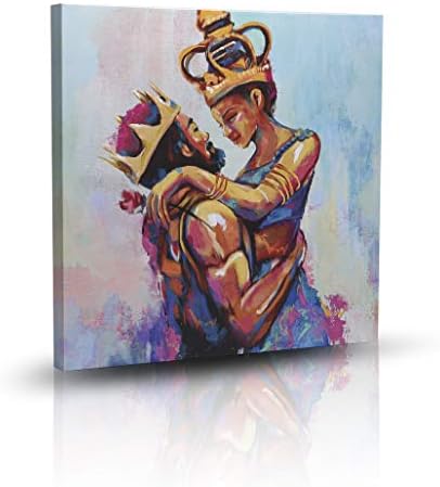 MKLQL African American King and Queen Crown Rose Love Afro Comtemporary Modern Wall Art On Canvas Contemporary Artwork for Bedroom Living Room 24x24inch MKLQL African American King and Queen Crown Rose Love Afro Comtemporary Modern Wall Art On Canvas Contemporary Artwork for Bedroom Living Room 24x24inch