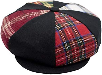 Emstate Patch Combo Plaid Mens Wool 8 Panel Applejack Baker Boy Newsboy Cap Made in USA