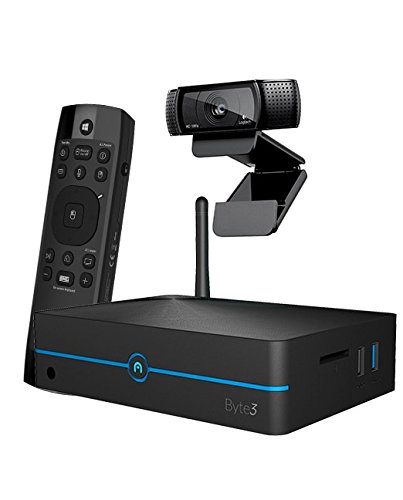 Azulle A-1167-B3-LC 4GB/32GB Byte3 Fanless Windows 10 Pro Mini PC, Lynk Multifunctional Remote Control & Logitech Webcam C920 (Bundle)